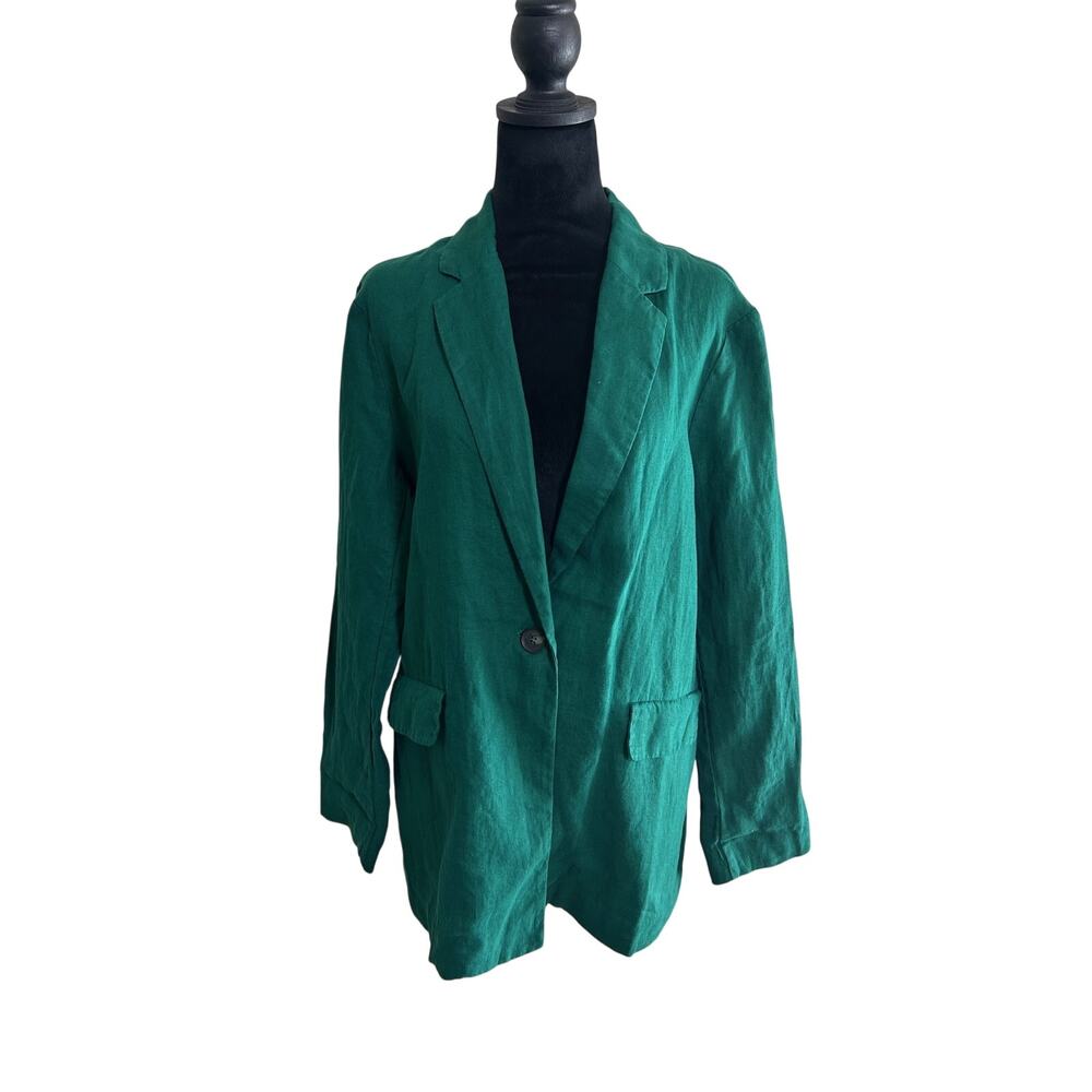 Michael Stars Linen Blazer Green XL Lightweight One Button Jacket Classic - Picture 2 of 10
